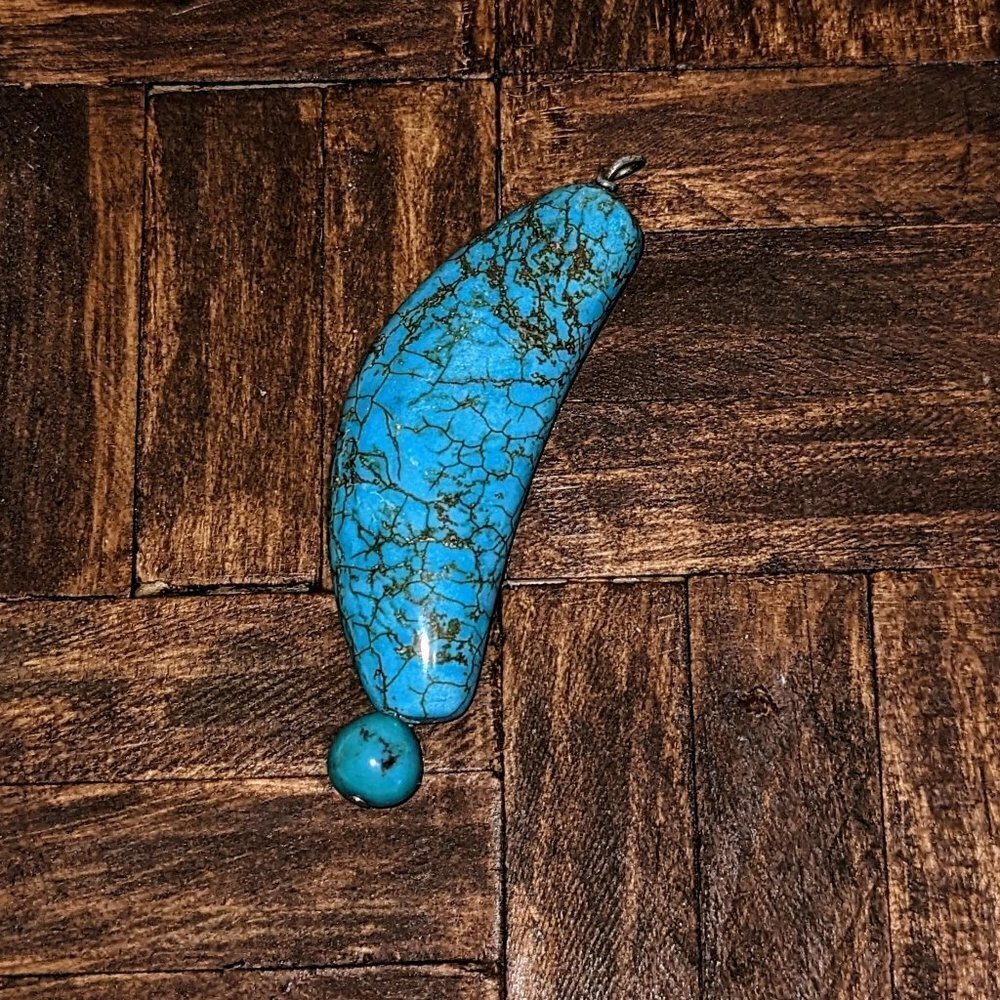 Turquoise Pendant With Spiderweb Matrix - Picture 3 of 3